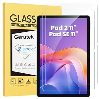 Gerutek 2 Pezzi Pellicola Protettiva per Xiaomi Redmi Pad SE/Pad 2 11 pollici 2023/2025, Vetro Temperato per Xiaomi Redmi Pad SE [0,33 Ultra Trasparente] [Antigraffio] [Installazione Facile] [9H]