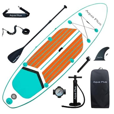 Aqua Plus 15cm Spessore SUP Gonfiabile per Tutti i Livelli di abilità Tavola da Paddle in Piedi, pagaia, Pompa, ISUP Zaino da Viaggio, guinzaglio, Tracolla