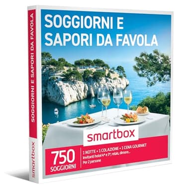 Smartbox Cofanetto regalo Soggiorni e sapori da favola, Idea regalo romantica, 1 notte con colazione e cena per 2 persone