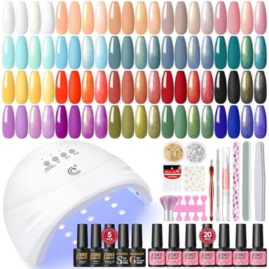 PEACECOLOR 38pz Kit Semipermanente Unghie con Lampada, 20 Colori Smalti in Gel per Unghie con Base Top Opaco e Glitter Kit Unghie Gel Completo per Principianti Donne e Ragazza