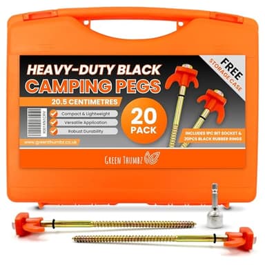 20 Pacco di Picchetti Tenda Campeggio in Metallo per Terreni Duri - Picchetti per Tenda Arancioni a vite Pesanti, Picchetti Campeggio, Picchetti Ancoraggio (20,5cm)