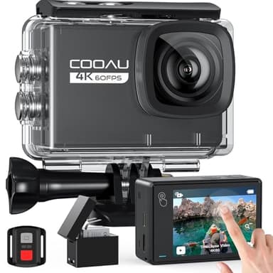 COOAU Nuova Action Cam 4K WiFi 64MP Touch Screen con Microfono Esterno fotocamera subacquea 40M con Telecomando EIS Stabilizzazione action camera 170° 2 Batterie 1350mAh/Accessori