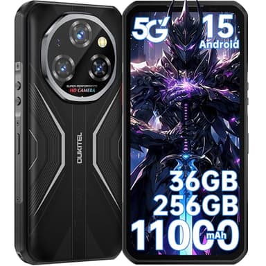 OUKITEL WP55 Rugged Smartphone 5G Andriod 15, 36GB+256GB/2TB Telefono Indistruttibile 11000mAh, 108MP+32MP+8MP Rugged Phone, 120Hz 6.6" FHD+, IP68/69K, Fingerprint/Face ID/Dual SIM/OTG/NFC/GPS Nero