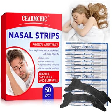 Cerotti Nasali Antirussamento 50 Pezzi, Cerotti Naso Adesivo per Respirare Meglio, Strisce Nasali per Russare, Congestione Nasale e Sport – Migliora il Sonno e la Respirazione