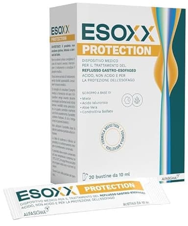 Esoxx Protection, Dispositivo Medico per il Trattamento del Reflusso Gasto-Esofageo Acido, Non Acido, Protezione dell'Esofago, 20 Stick Monodose, Aroma Crema