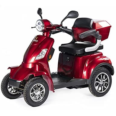 VELECO FASTER - Dispositivo Disabili a 4 ruote - Completamente assemblato e pronto all'uso - Sicuro e stabile - Allarme - Ampio deposito e portabicchieri(ROSSO)