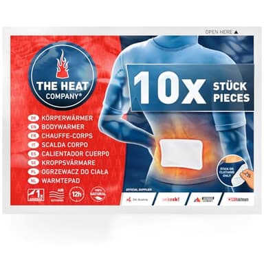 THE HEAT COMPANY Scaldacorpo - 10 Pezzi - Extra Caldo - Adesivo - Scalda-Schiena e Scalda-Collo - 12 Ore di Piacevole Calore - Pronti all'Uso - autoriscaldante - Puro Naturale
