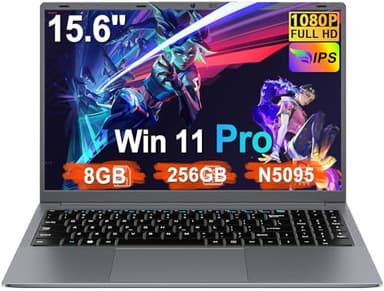 Pc Portatile 15.6 Pollici Celeron N5095 Upto 2,9 GHz Win11 Pro Laptop 8GB RAM 256GB SSD TF 1TB LPDDR4 5G WiFi 1920*1080 FHD USB 3.0 Widevine L1 Computer Portatile Con il Topo Film Italiano - Grigio
