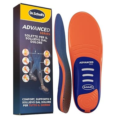 Dr. Scholl’s Advanced Pain Relief Solette Ortopediche, Solette Scarpe e Stivali, Sollievo Dolore Piedi e Tallone, Fascite Plantare, Supporto Arco Plantare, Ammortizzazione Extra, Fino 150Kg, 40.5-41.5
