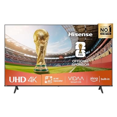 Hisense Smart TV 50" 4K Ultra HD 50E63QT, Smart TV VIDAA U8, Dolby Vision, HDR 10, Game Mode Plus, Alexa Built-in, VIDAA Voice, Tuner DVB-T2/S2 HEVC 10, lativù 4K