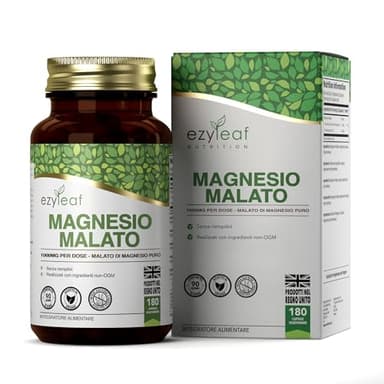 EZ Magnesio Malato | 180 Capsule Magnesio Malato Alta Concentrazione - 1000 mg per Dose | Vegano e Senza Riempitivi | Non-OGM, Senza Glutine ed Allergeni | Prodotto nel Regno Unito
