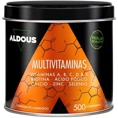 Multivitaminico Completo - 500 compresse - + 1 anno - Difese Immunitarie, Integratori Stanchezza -Vitamina C, D, E, A, Vitamine del gruppo B, Biotina, Acido folico, Calcio, Zinco, Selenio - ALDOUS