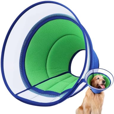 Collare Elisabettiano Cane Morbido, Collare Protettivo per Cani e Gatti, Collare a Cono Traspirante per Cani, Protettivo per Recupero Postoperatorio, Collare Anti Morso o Leccato (Blue, Size 8)