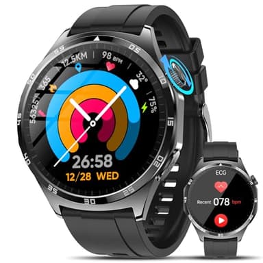 2025 Smartwatch Uomo con ECG/HRV/𝐆li𝐜𝐞𝐦𝐢𝐚 1,43" AMOLED Orologio Salute Bluetooth Chiamate 24/7 Monitoraggio Frequenza Cardiaca/Pressione/Sonno/SpO2/Temperatura Corporea SOS Smart Watch Fitness