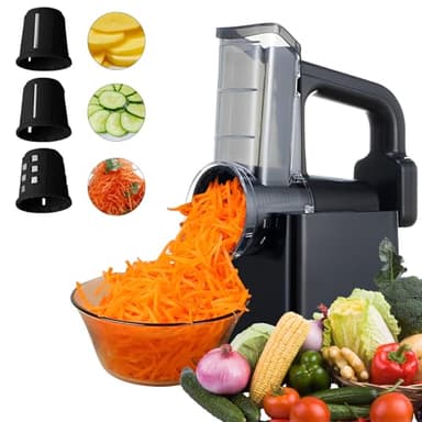 Affetta Verdure Elettrico Grattugia,Grattugia Elettrica per Formaggio,Spiralizzatore di Verdure Elettrico,Multi Grattugia,perv Patate Intere, Frutta,Con Iame Multiple Regolabili, Acciaio Inossidabile