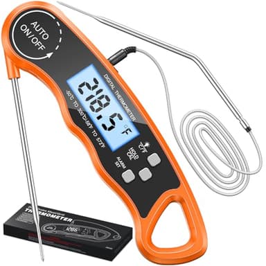 CIRYCASE Termometro Cucina Lettura Rapida, Doppia Sonda 102cm Termometri Alimenti Digitale, Termometro Barbecue Luce & Calibrazione, Magnete dvd Utensili Cucina Campeggio Grill Cottura/BBQ/Latte/Dolci