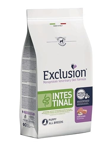Exclusion Intestinal Adult Small Cane MAIALE e RISO - Alimento Completo per Cani di Taglia Piccola con Patologie intestinali (Puppy All Breeds 800g)