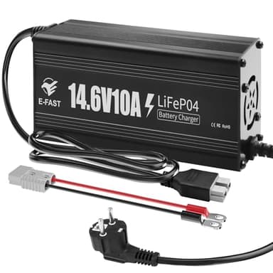 YIFASITE Caricatore LiFePO4 da 12V 10A Caricatore Litio da 14.6V con Indicatore di Connettore Anderson, per Batteria LiFePO4 Deep Cycle, Auto, Camion