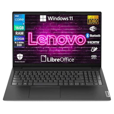 Lenovo, Notebook Portatile, V15 G4 IRU, Display 15,6" Full HD, Intel Core i5-13420H, Ram 16 GB DDR4, 512 GB SSD NVMe, Win 11 Pro, Libre Office, Preconfigurato