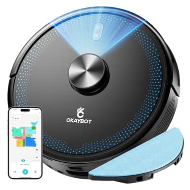 OKAYBOT V1 Robot Aspirapolvere Lavapavimenti con Mappatura, 2-in-1 Aspirapolvere Robot