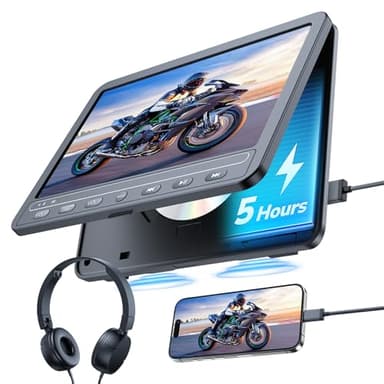GOnavidio 10,1" Lettore DVD Portatile per Auto con Ingresso HDMI, Batteria Ricaricabile Incorporata, Lettori DVD per Auto Supportano Scheda USB/TF, Ultima Memoria, riproduci Film Uguali/Diversi