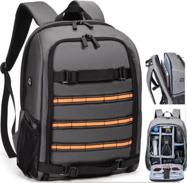 Horfccid Zaino per Fotocamera 23L Fotografica Borsa Zaino DSLR Laptop da 15.6'' (Grigio-3)
