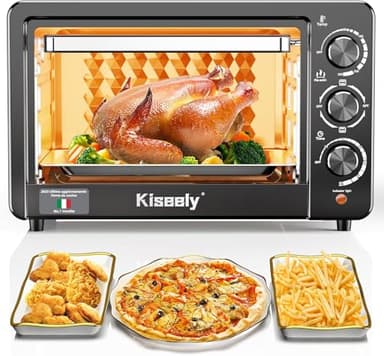 Fornetto elettrico 22 litri, forno in acciaio inox con temperature regolabili e timer, tostapane multifunzione per cuocere al forno, arrostire, grigliare, toast, include teglia, griglia (FC1)