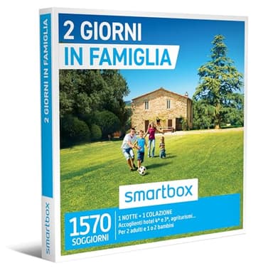 Smartbox - Cofanetto Regalo 2 Giorni in Famiglia - Idea Regalo Originale - 1 Notte con Colazione per 2 Adulti e 1 o 2 Bambini