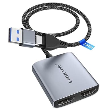 Lemorele Scheda di acquisizione video, 1080P@60Hz HDMI a USB A/USB C Scheda di acquisizione audio HDMI per editing video, giochi, insegnamento, compatibile con il sistema Windows Mac OS, ecc.