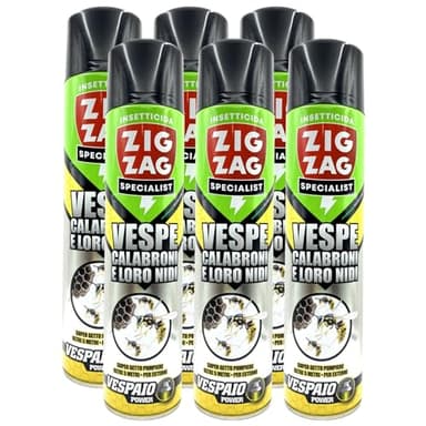 Spray Vespaio Power, VESPE, CALABRONI E LORO NIDI Specialist. Super Getto Pompiere Oltre 5 Metri - Per Esterni 600ml (6 Spray)