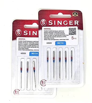 Singer, Kit di 2 confezioni di aghi 804R 2020 90/14, tessuti di cotone, per macchine da cucire 130/705 H