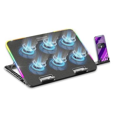 EMPIRE GAMING - 2025 Nuovo - Guardian C600 Raffreddatore PC Laptop 12'' a 15,6'' - 6 Ventole - Rotella di Velocità - 7 Modalità RGB - 5 Altezze Regolabili - Supporto Rimovibile