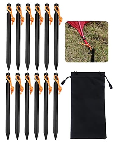Picchetti in alluminio per pavimenti duri 12, picchetti in metallo da 18 cm, picchetti da terra per tenda, picchetti da tenda, picchetti da sabbia con corda riflettente per spiaggia da campeggio
