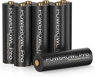 POWEROWL - Batterie AA Ricaricabili Pro, Confezione da 8 batterie AA Ad Alta Capacità 2800mAh, 1,2V Batteria Premium NiMH (1200 cicli, Precarica)