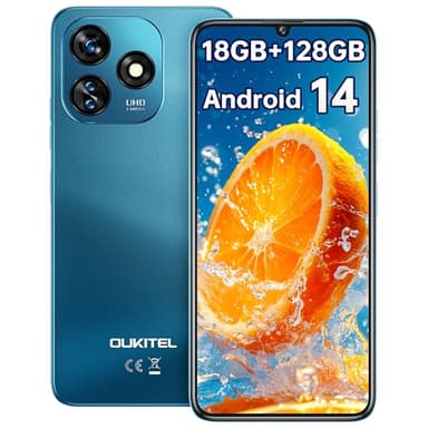 OUKITEL C51 Smartphone Android 14-18GB(6+12) RAM + 128GB ROM(TF 1TB) Octa-Core - 6.8" HD+/90Hz 5150mAh Telefono Cellulare - 13MP+5MP Camera 3 Slot/Fingerprint/Face ID/3.5mm Jack Blu