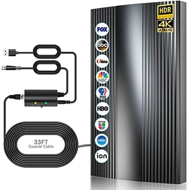 Antenna TV Interna,Potente Amplificatore Interno Antenna TV,600KM Gamma 360° Ricezione del Segnale Antenne HDTV Digitale per 1080P 4K Tutte le Vecchie e Smart HDTV DTT DVB-T/DVB-T 2,10M Cavo Coassiale