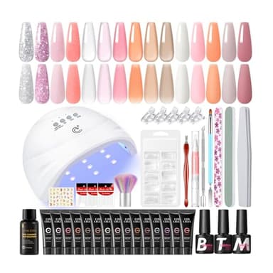 COSCELIA Kit Gel Ricostruzione Unghie 38pcs con Lampada per Unghie U V/LED, 15 Colori 16ml Set Unghie Gel Ricostruzione con Base e Top Coat Clip Kit Unghie Gel Completo