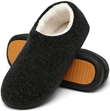 Mishansha Pantofole Uomo Invernali Ciabatte Uomo Invernali da Casa Calde Ciabatte Casa Peluche Babbucce Memory Foam Pantofole Chiuse Nero,Gr.43