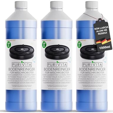 PURIVITA® Detergente per Robot Lavapavimenti [3x1L] - Detersivo Lava Pavimenti Robot - Liquido Prodotto Lavapavimenti - Floor Cleaner for Roboter - Per Tutti i Tipi di Robot Spazzino e Aspirapolvere