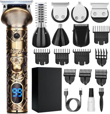 YIDON Rasoio Elettrico Barba, 6 in 1 Versatilit Tagliacapelli Uomo Professionale, Regolabarba Uomo T-lama Trimmer Kit, Macchinetta per Capelli con Display LED, Adatto Uomo/Famiglia/Barbiere