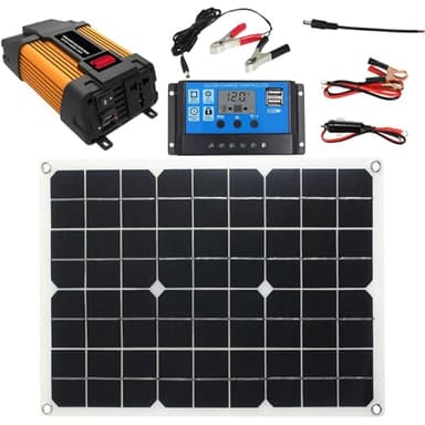 Pannelli Solari Per Case, Kit Fotovoltaico 4000W Pannello Solare Monocristallino Inverter Per Cam-per | Impianto Solare Completo Con Morsetto Per Batteria + Pannello Solare, Regolatore