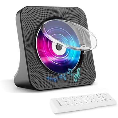 Lettore CD da scrivania con trasmettitore Bluetooth, lettore radio portatile con altoparlanti e timer, lettore radio CD con porta AUX/USB, custodia antipolvere, display LCD