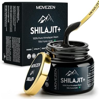 MOVEZEN Shilajit+ Energia Naturale, Shilajit Resin Favorisce la Vitalità, Shilajit Puro 100% Himalayano, Resina Shilajit con 75% di Acido Fulvico e 85 Minerali e Oligoelementi, 30g