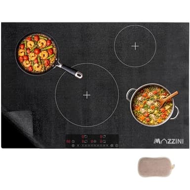 MAZZINI Tappetino Copri Piano Induzione 78x52cm – Protezione Piano Cottura in Silicone e Fibra di Vetro | Antiscivolo, Resistente al Calore 250°C, Facile da Pulire, Copertura Cucina Universale