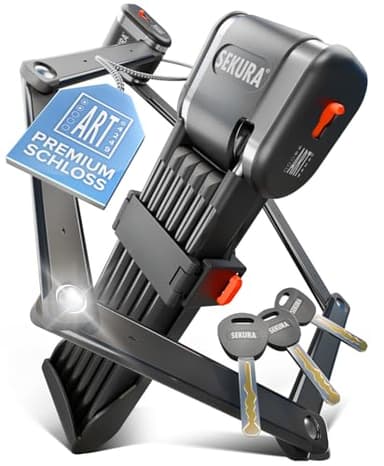 BÜCHEL Sekura Lucchetto Bici 95 cm – Catena Bici per E-Bike, Moto, Monopattino, Passeggino – Lucchetto Antifurto Bicis in Acciaio Temperato con Supporto & 3 Chiavi – Fissaggio Sicuro al Telaio