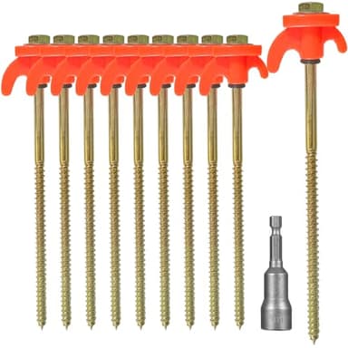 KEELYY 10x Picchetti per Tenda, Picchetti in Acciaio con Filettatura, Picchetti per Terra Stabili per Campeggio e Outdoor, Ganci per Tenda per Terreno Duro e Legno, Robusti e Resistenti