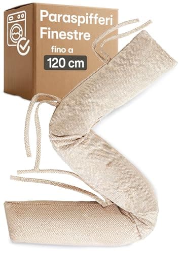 Praknu Paraspifferi Isolante per Porte e Finestre fino a 120 cm - Lavabile - Risparmio Energetico - Extra Lungo e Pesante - Beige
