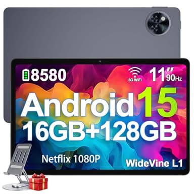 DOOGEE U11 Tablet Android 15 Ultimo, 11 Pollici IPS, 16GB+128GB/TF 2TB Octa-Core, 8580mAh Tablet PC 13MP+5MP Widevine L1 Tablet in Offerta, Dual Speakers, 90HZ/ OTG/WiFi 5G/ Face Unlock/ BT5.0 Grigio