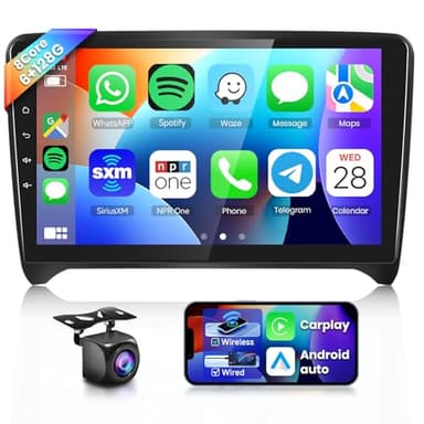 8 CORE 6G+128G Autoradio Android 15 per Audi TT MK2 8J 2006 2007-2014, 9" HD IPS Touchscreen Stereo Auto co DSP Carplay Android Auto senza Fili GPS Wi-Fi Bluetooth Radio FM RDS Retrocamera