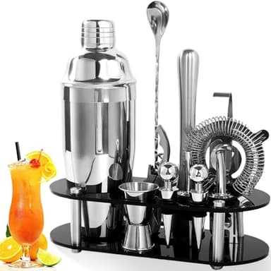 FoiiLiio 12 pezzi cocktail set kit in Acciaio Inox，Shaker Cocktail Set，Kit Barman 750 Ml,Professionale Kit Barman Completo,professionale barman set,Set Cocktail Professionale